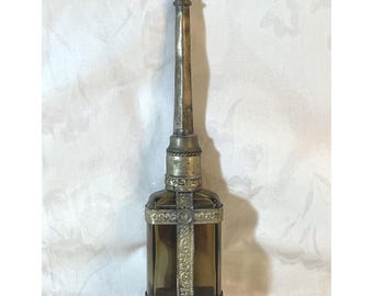 1920s Moroccan Moorish Armored Glass Perfume Bottle-Rose Water Sprinkler Handcra