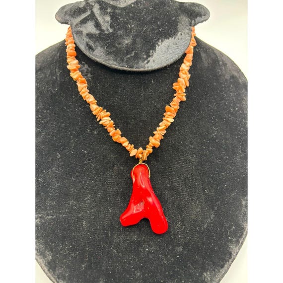 Kenneth Jay Lane Red Branch Coral Signed Statemen… - image 1