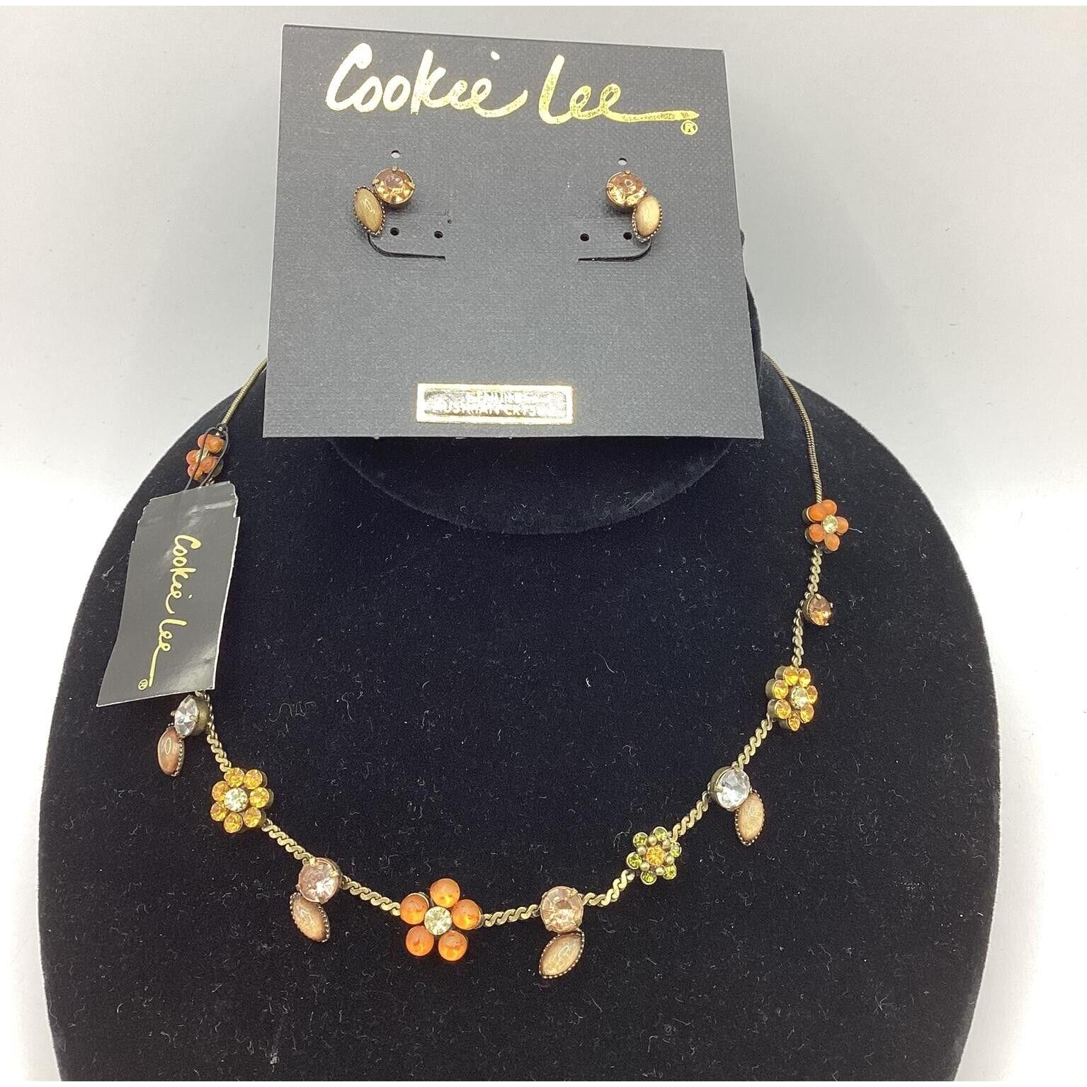 Cookie Lee Genuine Austrian Crystal Necklace & Earrings Set-nos