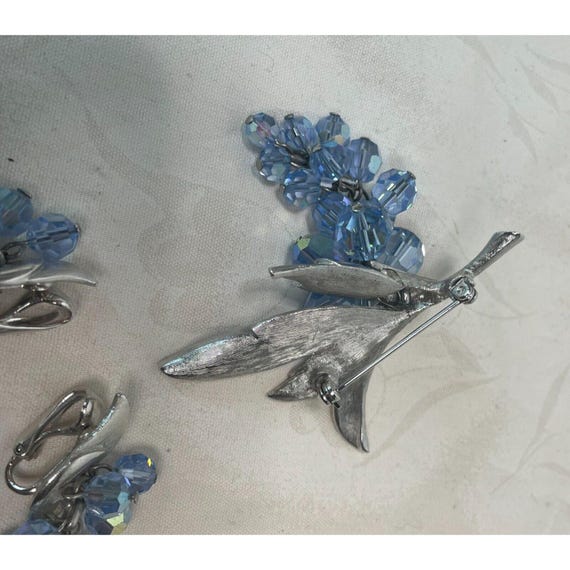 Crystal Aurora Borealis Grape Cluster Brooch Earr… - image 7