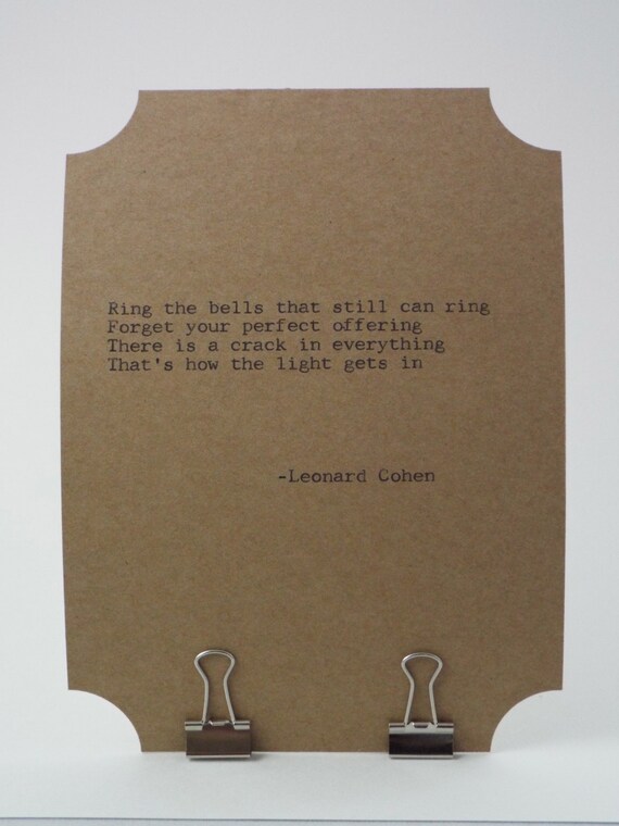 Inspirational Poetry Letterpress Typography Music Typed on Vintage Typewriter- CUSTOM QUOTE CARD-