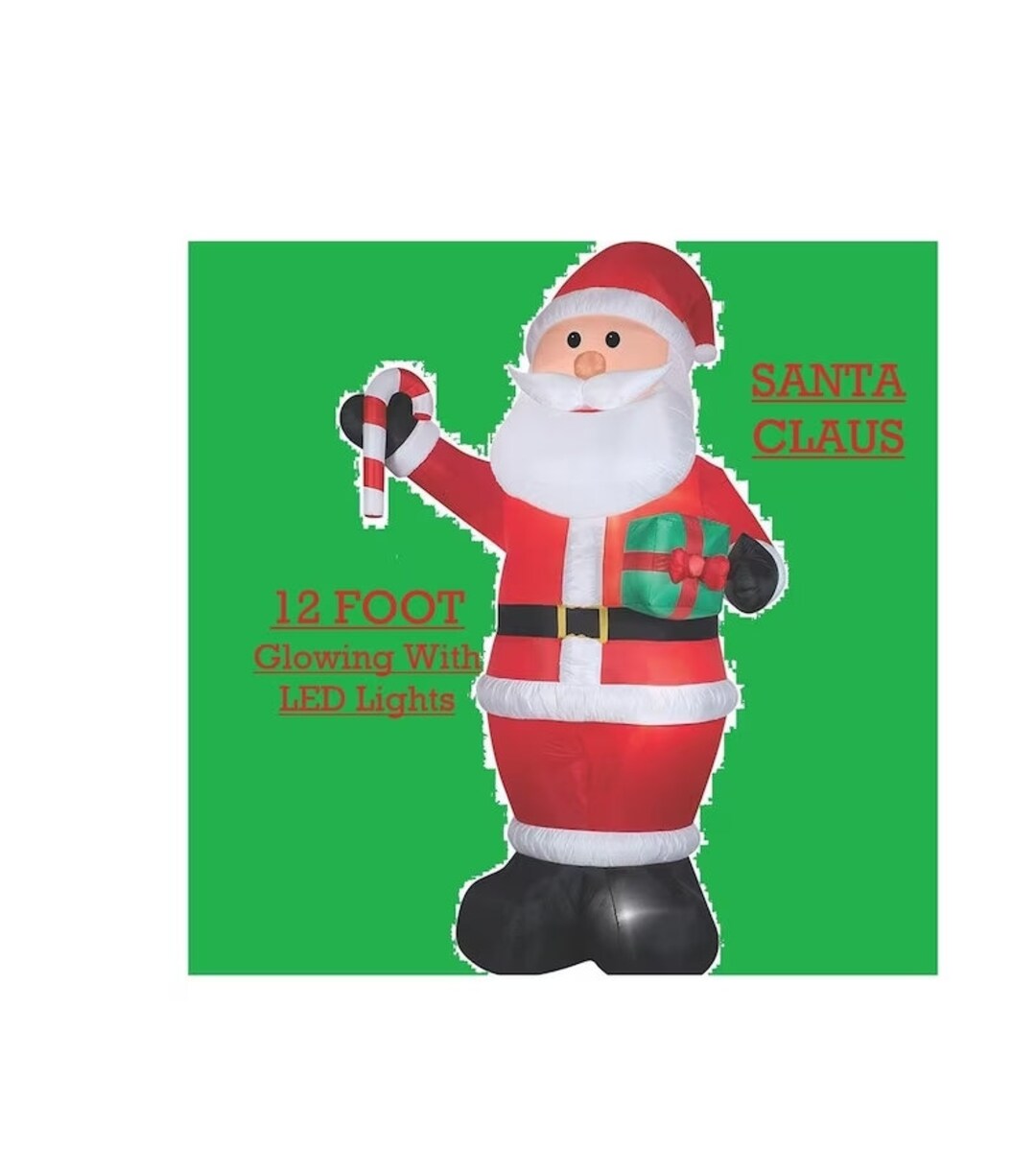 NEW Christmas 12 FOOT Blow up Inflatable Santa With Gift & Etsy