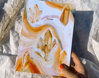 Mango crystal wave recycled notebook with blank pages, crystal