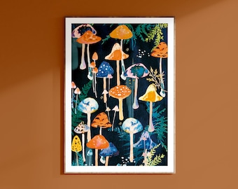 Forest mushroom disco giclée  print