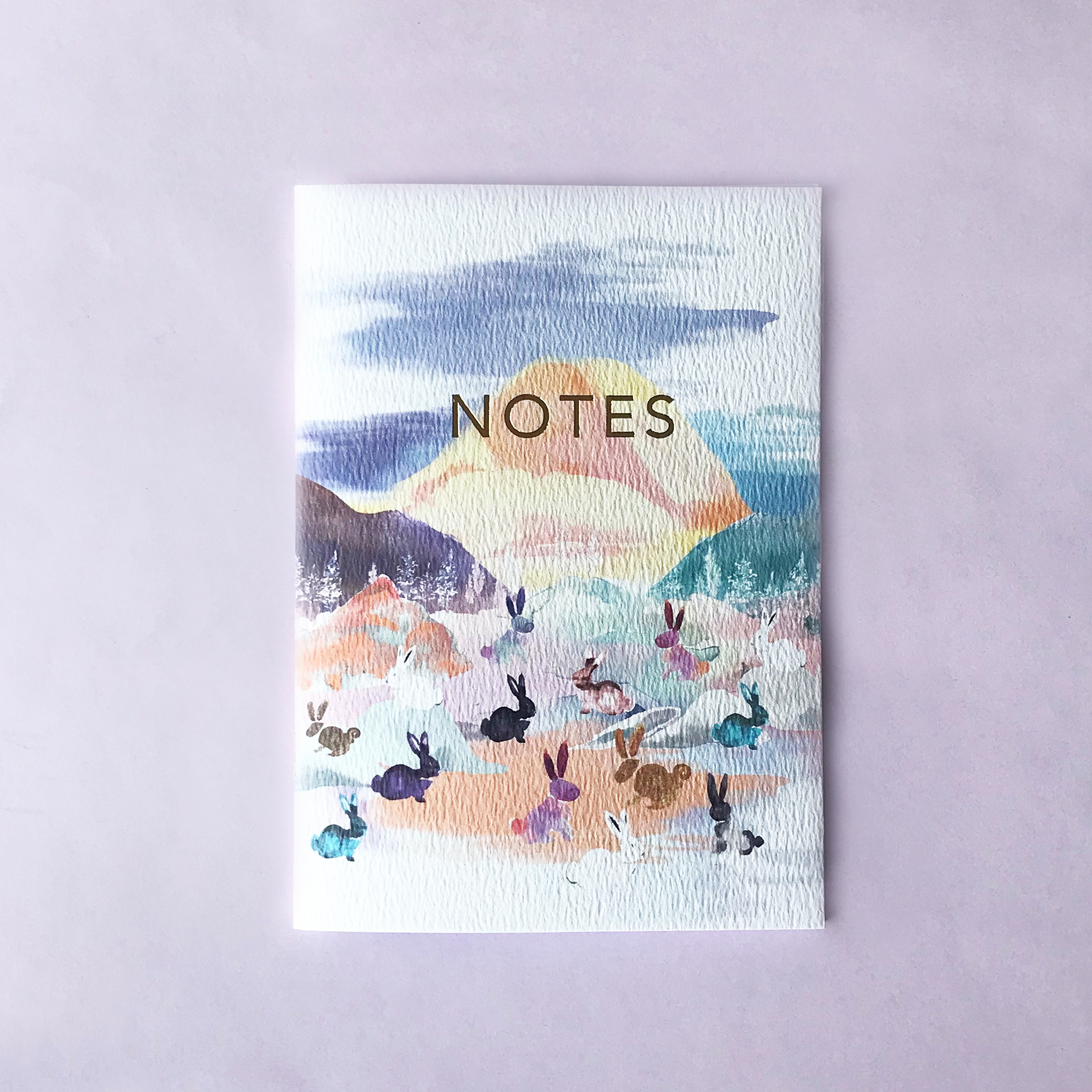 A6 /'Pastel Rabbits/' Notebook with gold foiling