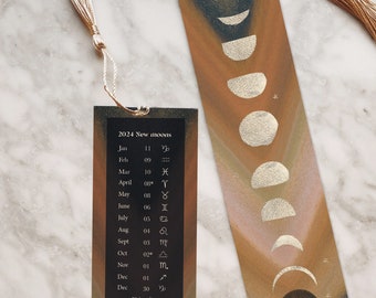 Moon phases 2024 bookmark with tassel