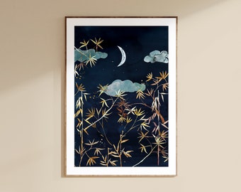 Waxing crescent sickle moon | giclée art print | moon phase fine art print | moon art