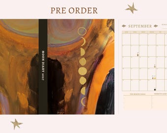 Moon Phase Diary 2027, Interactive Lunar Journal, Illustrated
