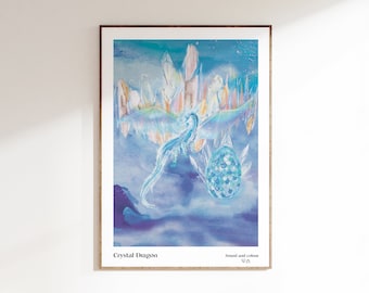 Crystal dragon art print A5/A4/A3 giclee art print|