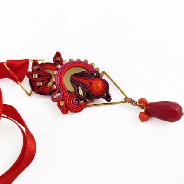 ART DECO POMEGRANATE collar / brazalete soutache