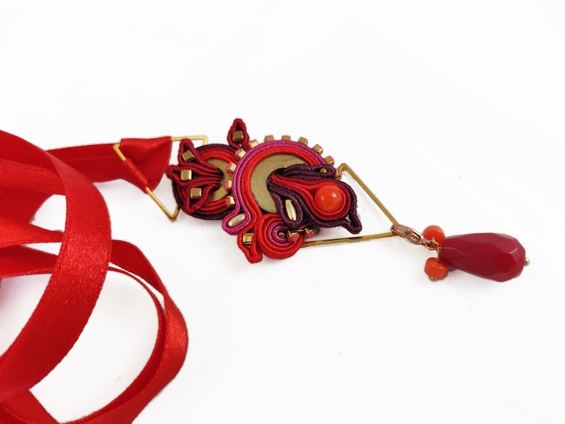 ART DECO POMEGRANATE collar / brazalete soutache imagen 1