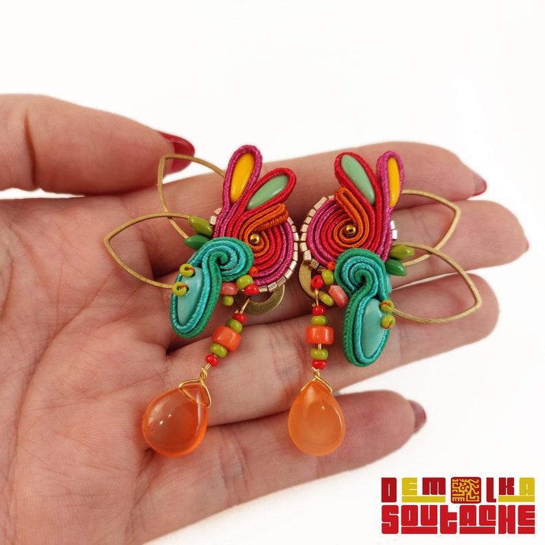 Art Deco Jungle II soutache earrings imagem 4