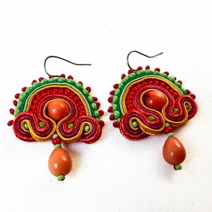 MINI CORAL soutache earrings image 2