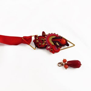 ART DECO POMEGRANATE collar / brazalete soutache imagen 2