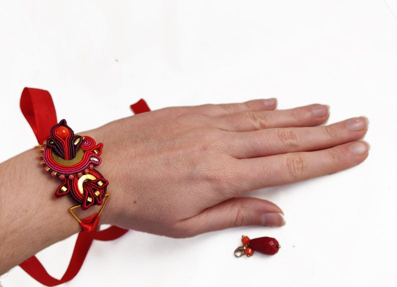 ART DECO POMEGRANATE collar / brazalete soutache imagen 3