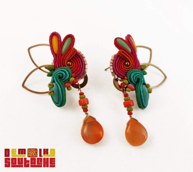 Art Deco Jungle II soutache earrings imagem 3