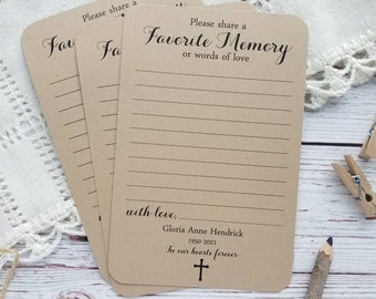 Handmade Memorial Share a Memory Cards - Memorial cards - Share Words of Love - Celebration of Life Ceremony - Memorial Card Keepsake