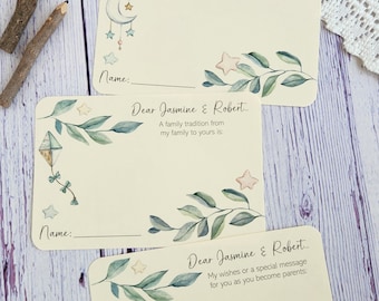 Set of 12 Handmade baby shower special message cards - 3 different cards - Wishes - Advice - Share a family tradition with parents