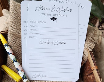 Set of 12 HANDMADE Graduation Wishes Cards - Minimalist Design - Graduation Party Decorations - Graduation gift - Advice - Guestbook