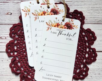 Set of 12 Handmade Gratitude Cards - Thanksgiving Tree - Thankful Tags - Decorations - Activity Thanksgiving Table Setting Favors