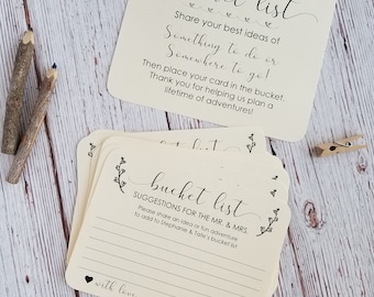 Handmade Couples Bucket List Cards for Wedding or Bridal Shower - Personalized - Couples Bucket List Suggestions Ideas - Wedding bucket list
