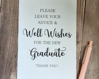 Sign for Graduation Party - Well Wishes & Advice cards / 5x7 Sign / Instruction Card / Graduation Wishing Tree Sign - SIGN ONLY