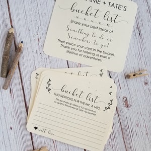 Cartes de liste de seaux pour couples faites main pour mariage ou shower de bébé - personnalisées - Suggestions d'idées de listes de seaux pour les couples - Liste de seaux de mariage