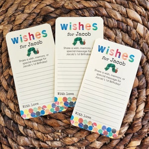 Lot de 12 cartes de vœux pour bébé faites main La chenille qui a très faim - Shower de thème de livre de contes de rat de bibliothèque - jeu de fête d'anniversaire - décorations