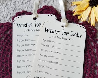 Set of 12 Baby Shower Wishing Tree Tags Advice Tags - Wishes for Baby your choice of Cream Ivory or White card stock / wish tags