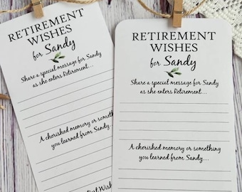 Set of 12 Handmade Retirement Wishes and Memories Cards - Keepsake for the Retiree - Retirement Party Idea - Game - Gift - Decorations