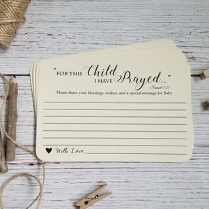 12 cartes de vœux de baptême ou de baby shower faites main - Pour cet enfant que j'ai prié - Médailles de prières pour bébé - Cartes d'anneau de bénédiction pour bébé