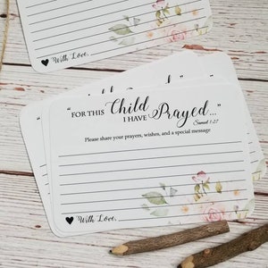 Handmade Baby Shower or Baptism Wish Cards- For this Child I have Prayed Prayers for Baby  Blessing Ring Cards  wishes for baby - Set of 12
