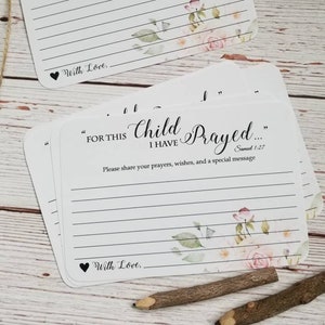 Cartes de vœux de baptême ou baby shower faites main - Pour cet enfant, j'ai prié pour bébé, Anneau de bénédiction, Cartes de vœux pour bébé - Lot de 12
