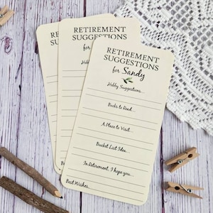 Lot de 12 cartes de suggestions pour la retraite faites à la main - Idées de loisirs - Liste de seaux - Livres à lire - Idée de fête de départ en retraite - Jeu - Cadeau