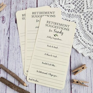 Set of 12 Handmade Retirement Suggestion Cards - Hobby Ideas - Bucket List - Books to Read - Retirement Party Idea - Game - Gift