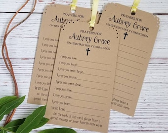 Set of 12 Handmade First Holy Communion Prayer Cards - Wishing tree tags - Blessing ring tags - Personalized - First Holy Communion Gift