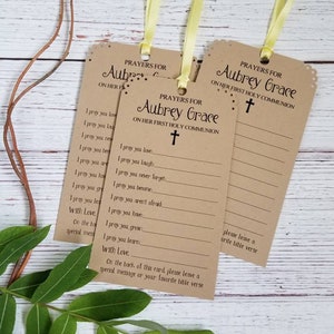 Set of 12 Handmade First Holy Communion Prayer Cards - Wishing tree tags - Blessing ring tags - Personalized - First Holy Communion Gift