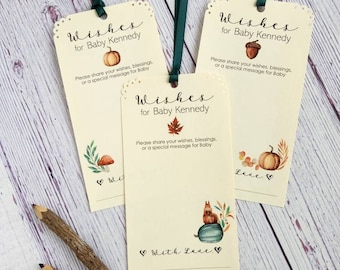 Handmade Wishes for Baby Tags - Set of 12 Baby Shower Wishing Tree Tags - Pumpkin Theme Wishes for Baby tags - Autumn Fall Theme