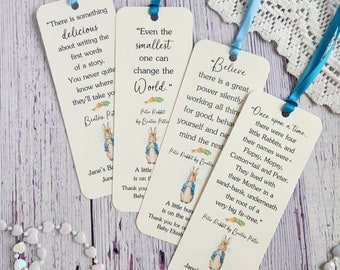 Set of 8 Children Book Theme Bookmark Favors / Personalized / Baby Shower / Birthday Party Favors / Peter Rabbit Theme / HANDMADE
