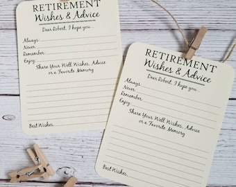 Set of 12 Handmade Retirement Wishes Advice Cards - Share a Favorite Memory - Retirement Party Idea - Retirement Party Decorations