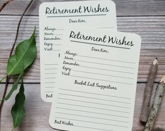 Set of 12 Handmade Retirement Wishes Cards - Advice Cards - Bucket List Suggestion - Retirement Party Idea - Retirement Party Decorations