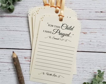Set of 12 Baby Shower or Baptism Wishing Tree Tags - For this Child I have Prayed  -  Prayers for Baby tags  - Blessing Ring Cards