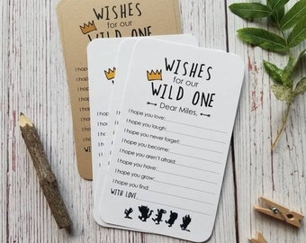 Handmade Wishes for Baby Cards - Wild One Birthday Party - Where the Wild Things Are Party Supplies Decorations - Wishes for our Wild One