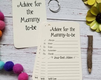 Set of 12 Baby Shower Advice Tags Cards for the Mommy to be / Advice for Mommy-to-be / Daddy-to-be / Parents-to-be / Vintage Rustic