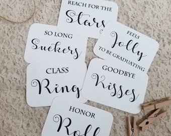 8 Handmade Graduation Candy Jar Signs / Graduation Party Favor tags / Graduation Party Decorations / Graduation Candy Favors