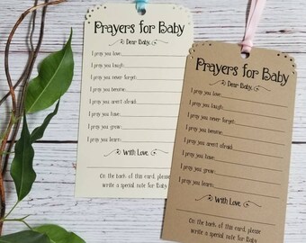 Prayers for Baby - Set of 12 Handmade Baby Shower Baptism Wishing Tree Tags - Blessing Ring Cards - Baby Wish Cards - Baby Christening Cards