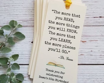 Set of 8 Bookmark Favors for Baby Shower Birthday Party with Children's Book Quote - Handmade - Baby's first library - Bring a book shower