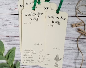 Set of 8 Baby Shower Wishing Tree Tags Bookmarks with Children Book Quotes - Wishes for Baby - Children's Book Themed Baby Shower