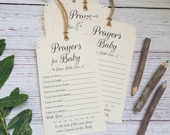 Prayers for Baby - Set of 12 Handmade Baby Shower Baptism Wishing Tree Tags - Baby Wish Cards - Christening Wish Cards - Blessing Ring Cards