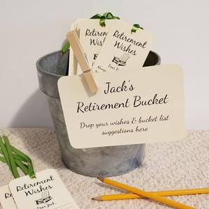 Retirement Bucket Sign for Retirement Party / For Retirement Wish Tags / 4x6 Sign / SIGN ONLY ---> Wish cards sold separately